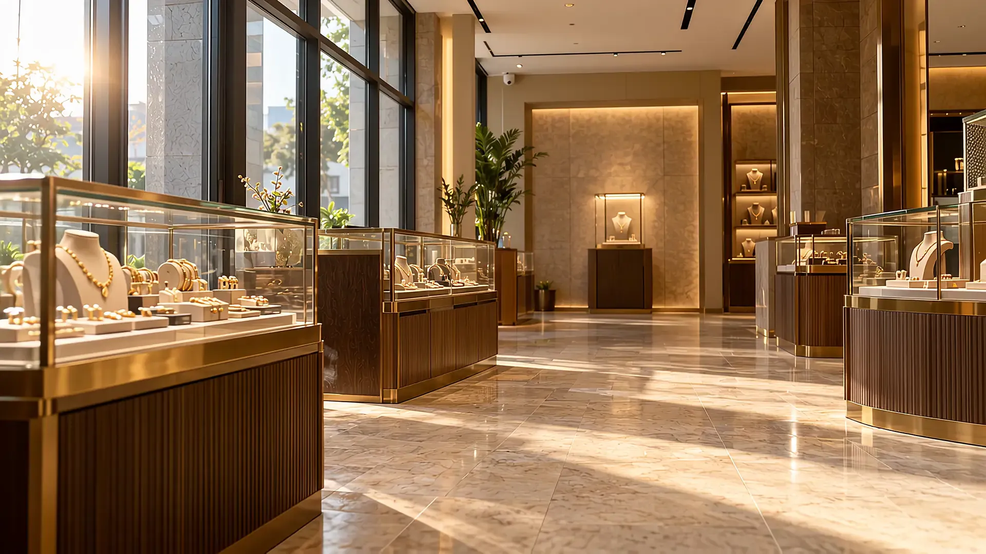 A jeweller's showroom under Ultimate Secure protection, with a discreet camera covering the display floor